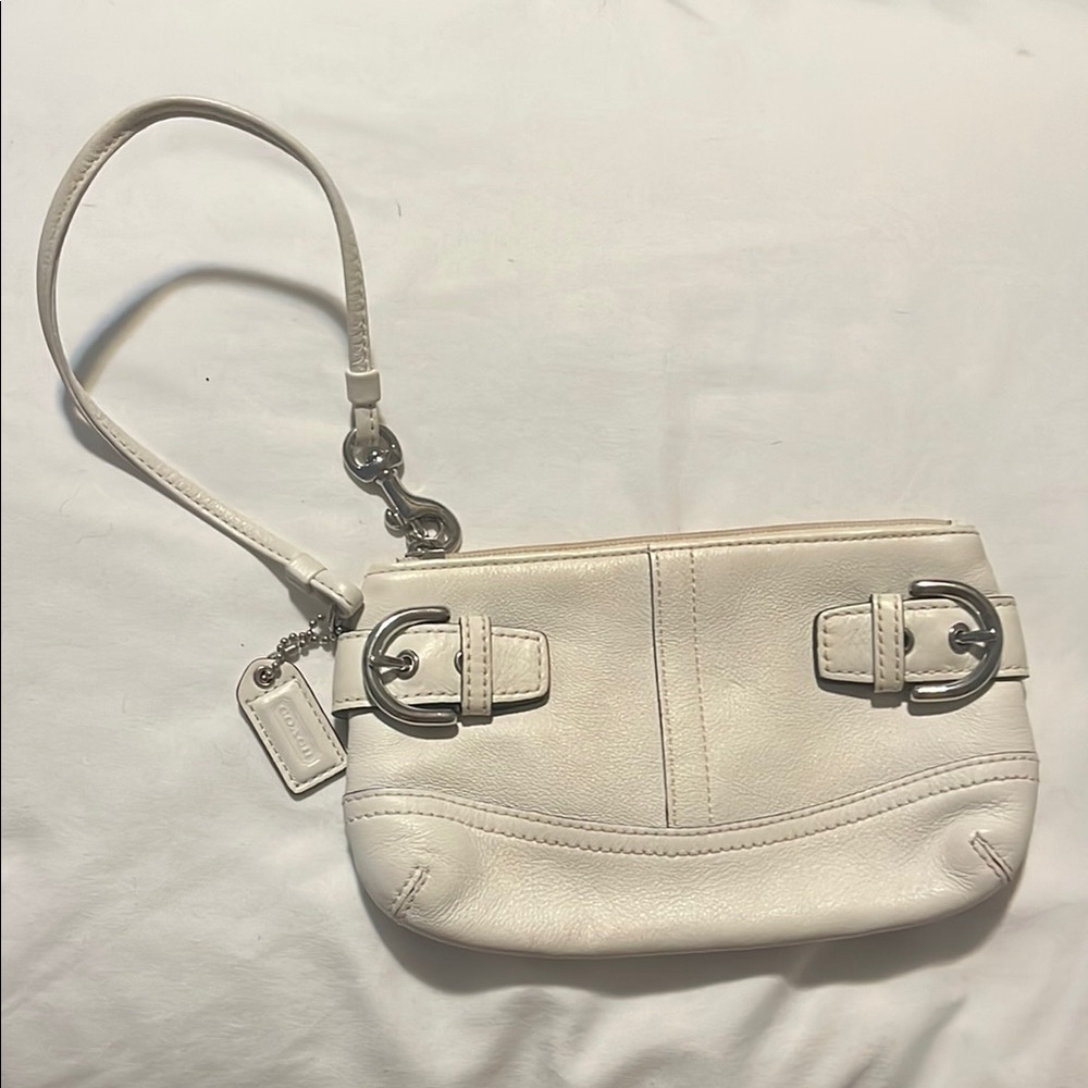 Coach White Leather Clutch with Silver Hardware